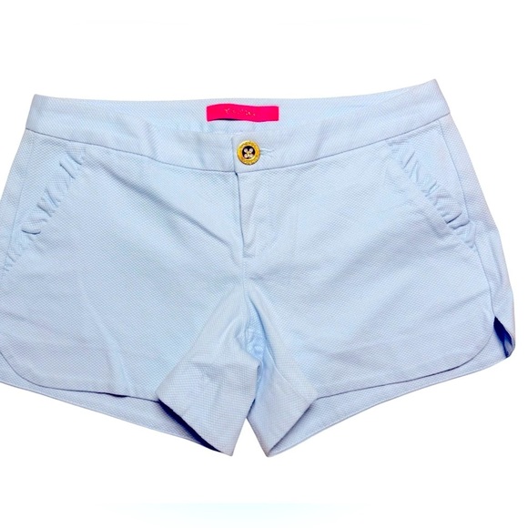 Lilly Pulitzer Blue Waffle Texture Shorts Size 00 Cotton Spandex - Picture 1 of 4